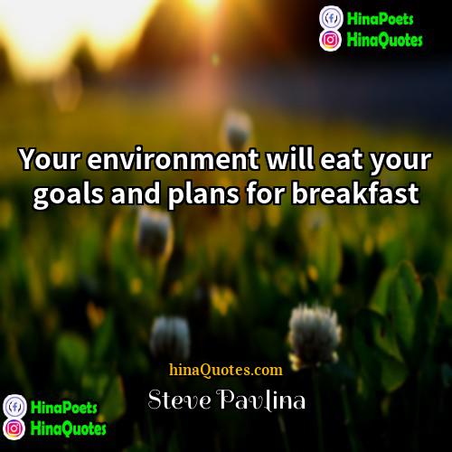 Steve Pavlina Quotes | Your environment will eat your goals and